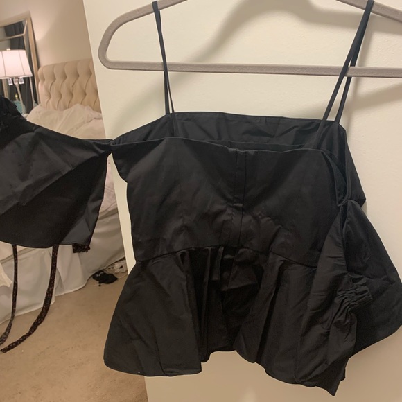 MILLY Black Peplum Off The Shoulder Blouse sz 4 - Picture 5 of 6